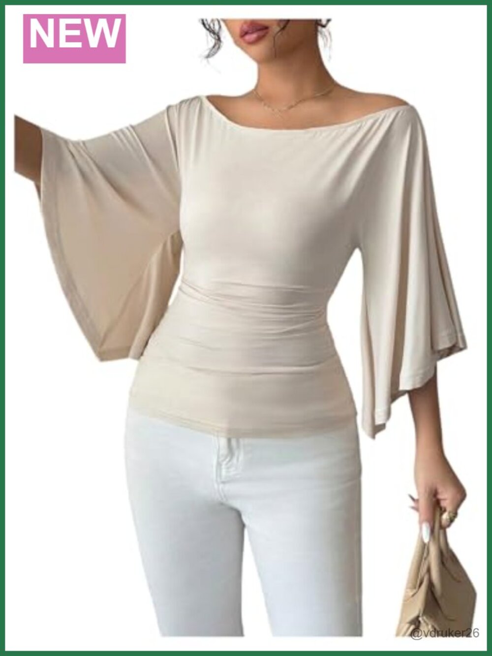 Off Shoulder Bell Sleeve Top 3/4 Sleeve Blouse